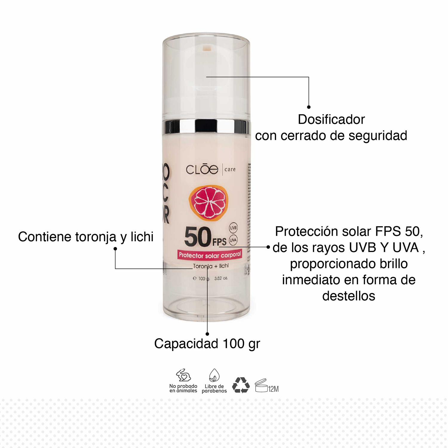 PROTECTOR SOLAR CORPORAL  50 FPS + FILTROS UV CLOE CARE (PROTECTOR SOLAR CORPORAL FPS 50)